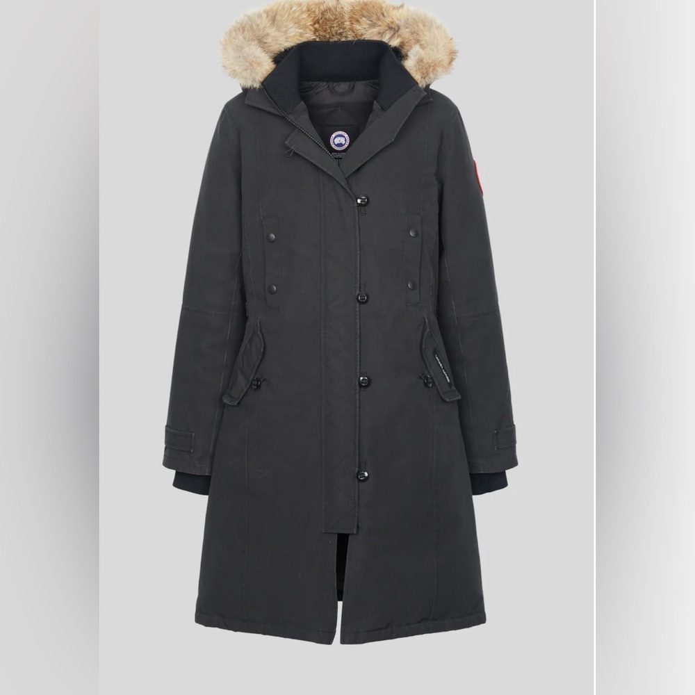 Canada Goose Black Women's Long Hooded Parka with Fur Trim